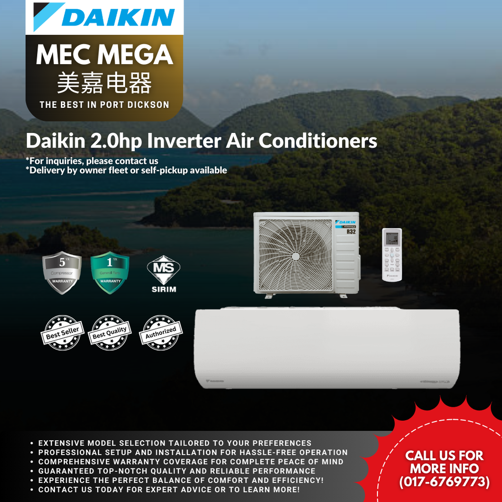 [FTKF50AV(S.CONTROL)] Daikin 2.0hp Inverter Air Conditioners