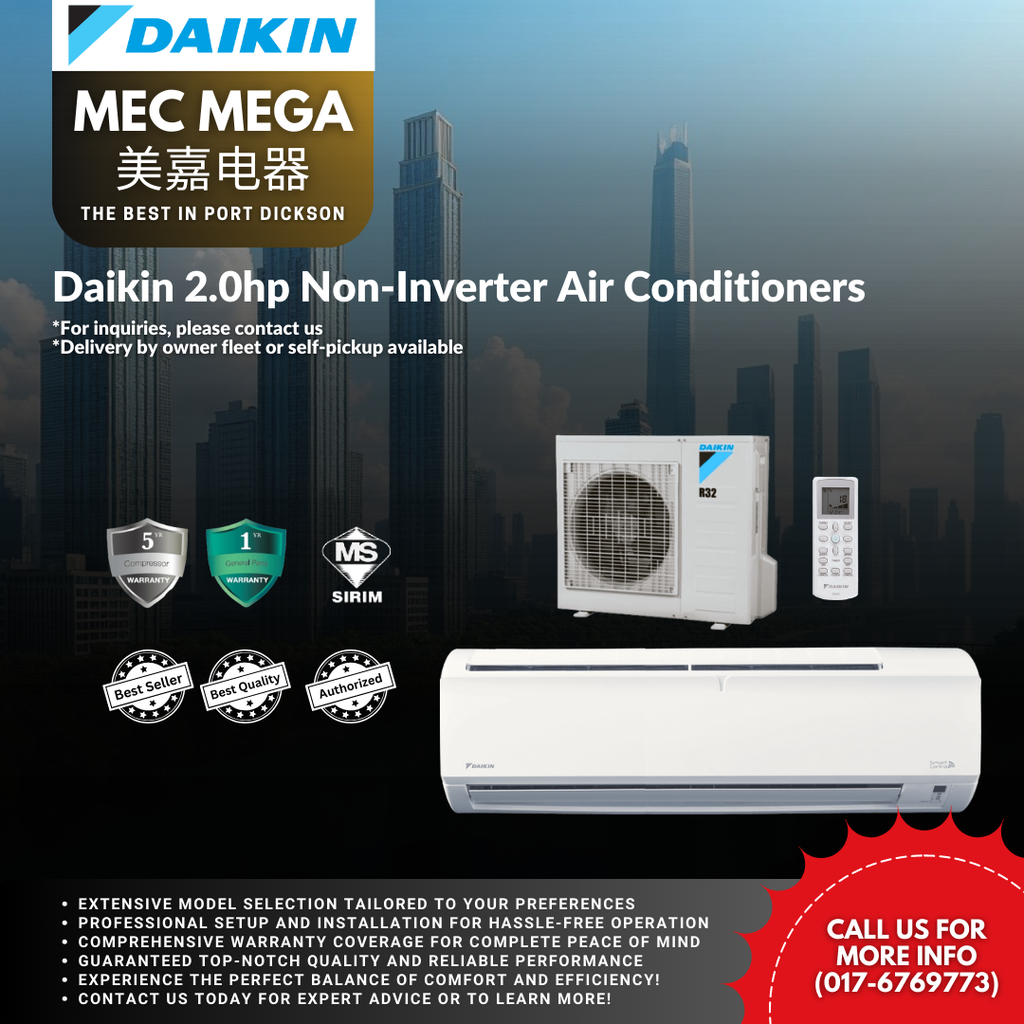 [FTV50PBV-LO(NO-WIFI)] Daikin 2.0hp Non-Inverter Air Conditioners