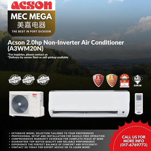 [A3WM20N] Acson 2.0hp Non-Inverter Air Conditioner