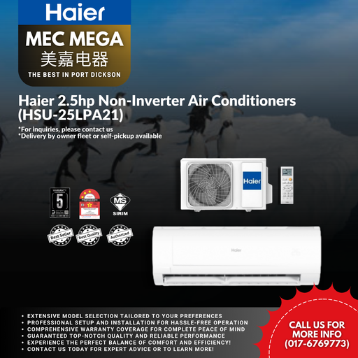 [HSU-25LPA21] Haier 2.5hp Non-Inverter  Air Conditioner