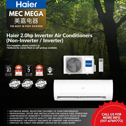 [HSU-19LPB21(NON INVT)] Haier 2.0hp Inverter Air Conditioners (Non-Inverter / Inverter)