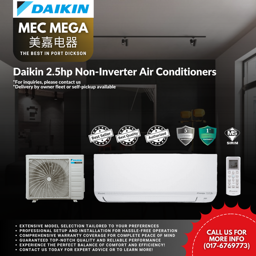 [FTKU60BV] Daikin 2.5hp Inverter Air Conditioners