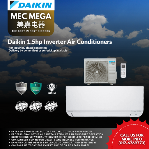 [FTKF35BV-LO-(NO-WIFI)] Daikin 1.5hp Inverter Air Conditioners