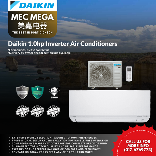 [FTKF25BV-LO-(NO-WIFI)] Daikin 1.0hp Inverter Air Conditioners