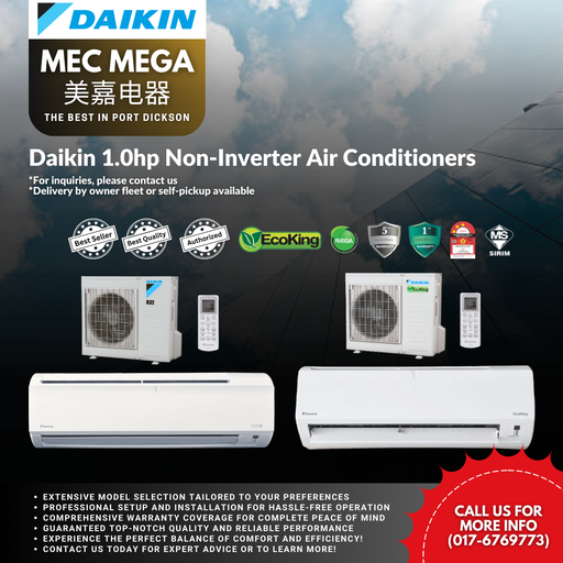 [FTV28PBC-LO-(NO-WIFI)] Daikin 1.0hp Non-Inverter Air Conditioners