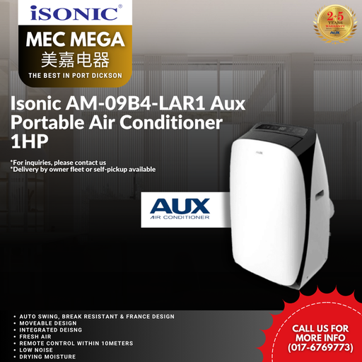 [AM-09B4-LAR1] Isonic AM-09B4-LAR1 Aux Portable Air Conditioner 1HP